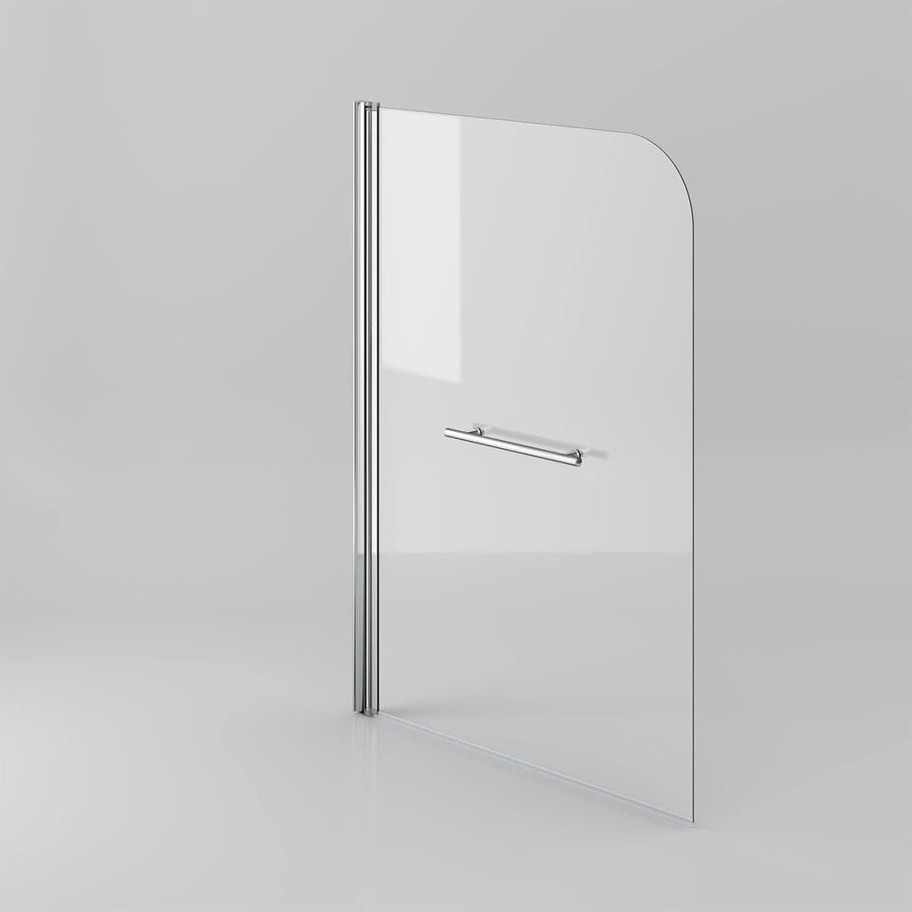 Modern Shower Reversible Bath Screen With Panel And Towel Rail - 1400mm x 1000mm - Chrome