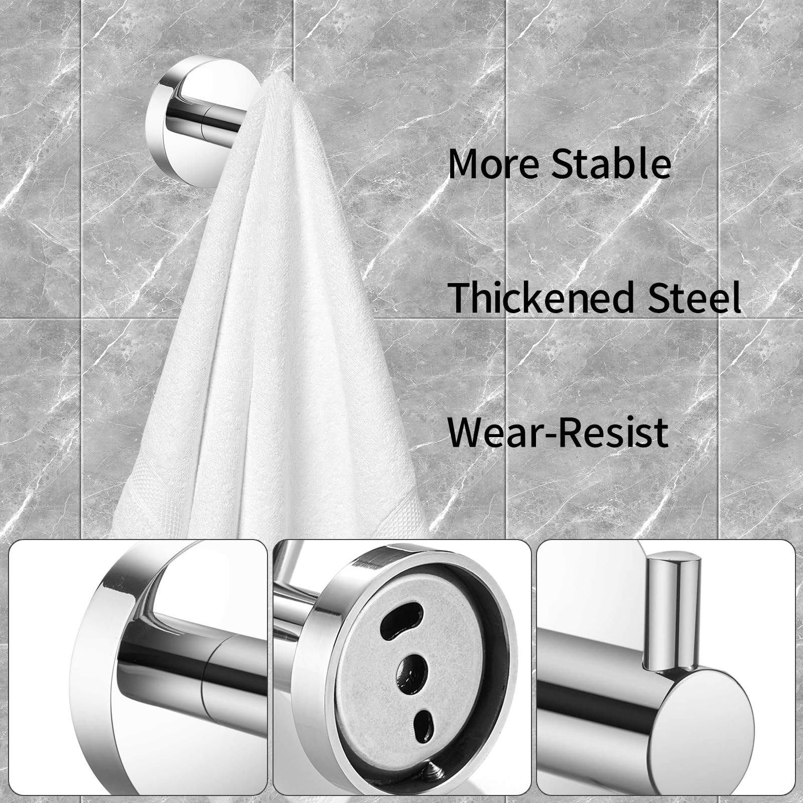 Modern Chrome Towel Robe Hook Round Bathroom Accessory