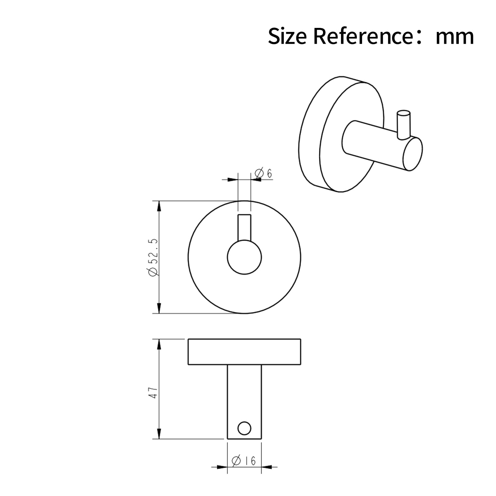 Modern Chrome Towel Robe Hook Round Bathroom Accessory