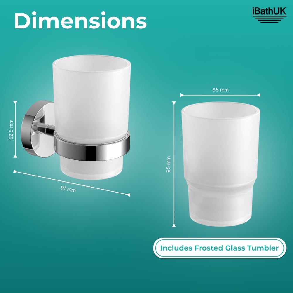 Modern Chrome Toothbrush Holder Wall Mounted Tumbler Bathroom Accessory