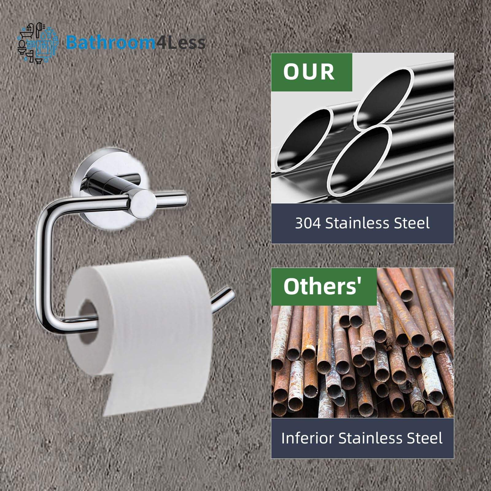 Modern Chrome Toilet Roll Holder Wall Mounted Round Bathroom Accessory