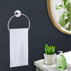Modern Chrome Towel Ring Holder Wall Mounted Round Bathroom Accessory