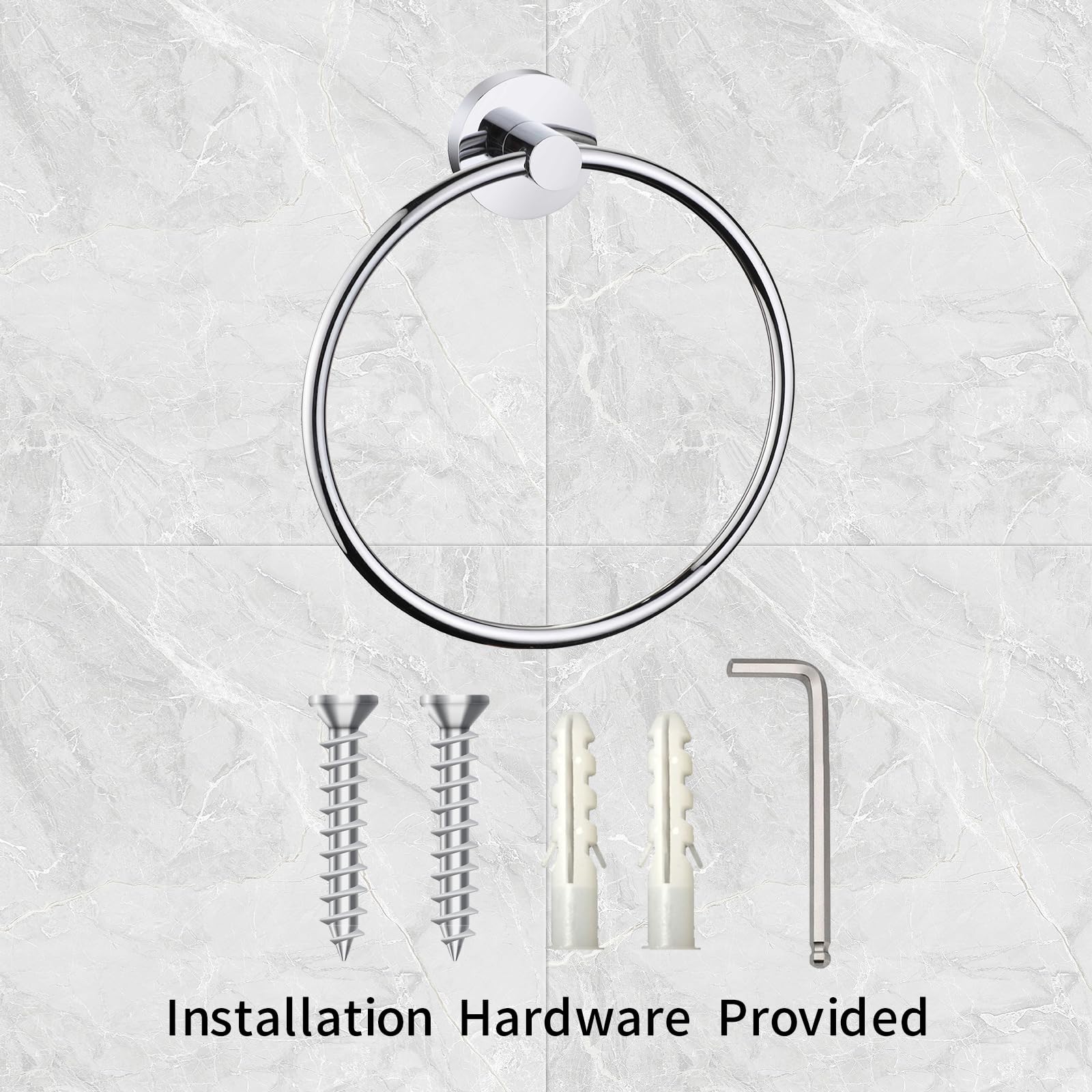 Modern Chrome Towel Ring Holder Wall Mounted Round Bathroom Accessory