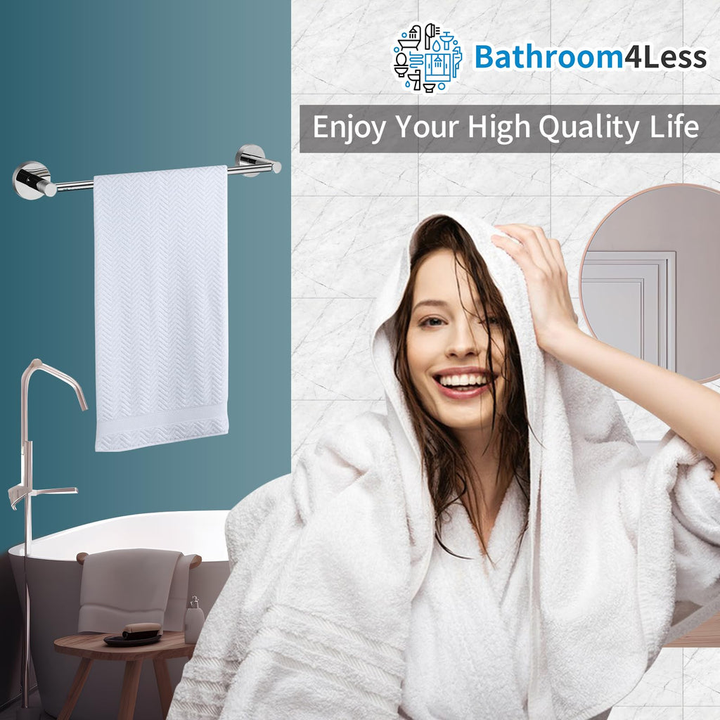 Modern Chrome Towel Rail Bar Wall Mounted Round Bathroom Accessory