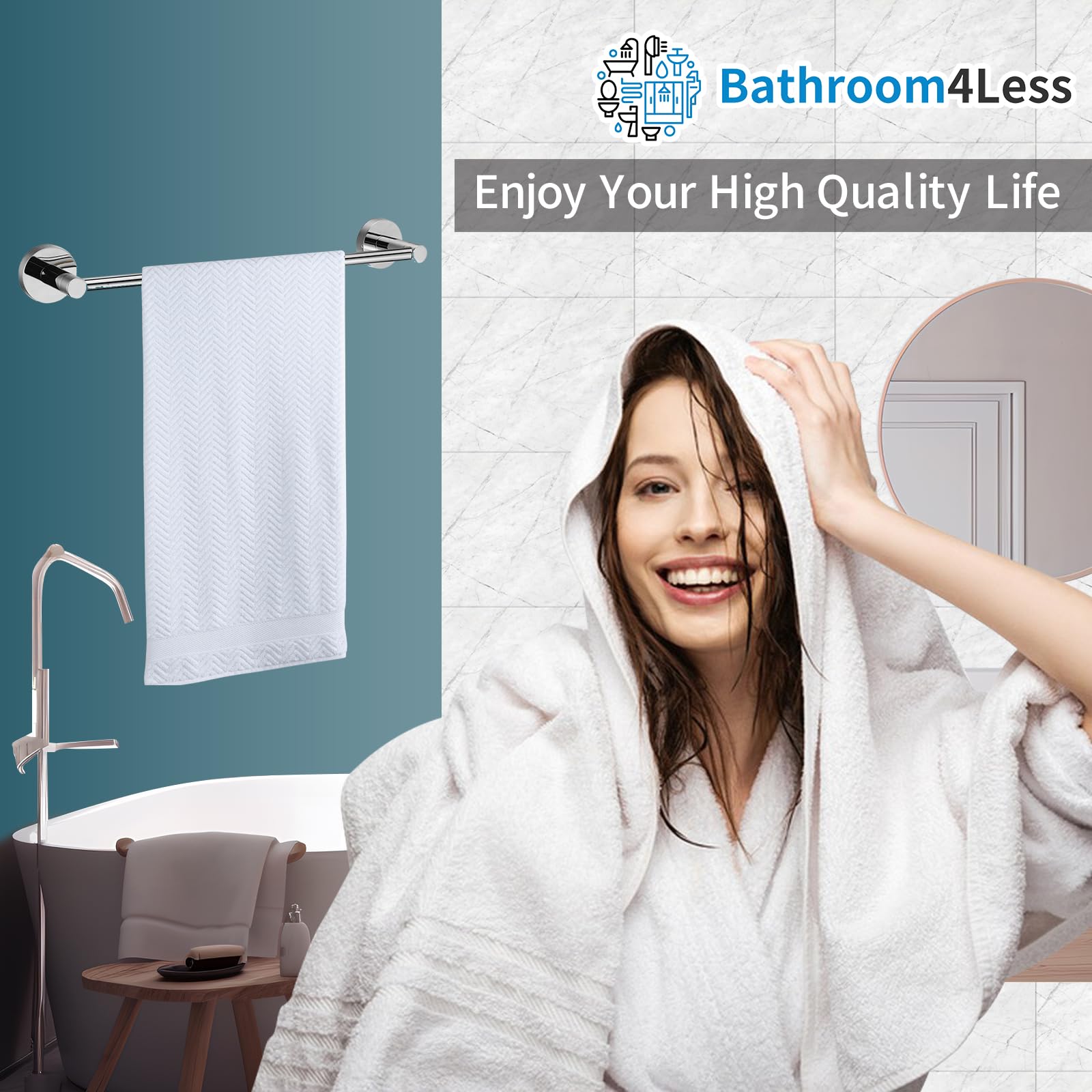 Modern Chrome Towel Rail Bar Wall Mounted Round Bathroom Accessory