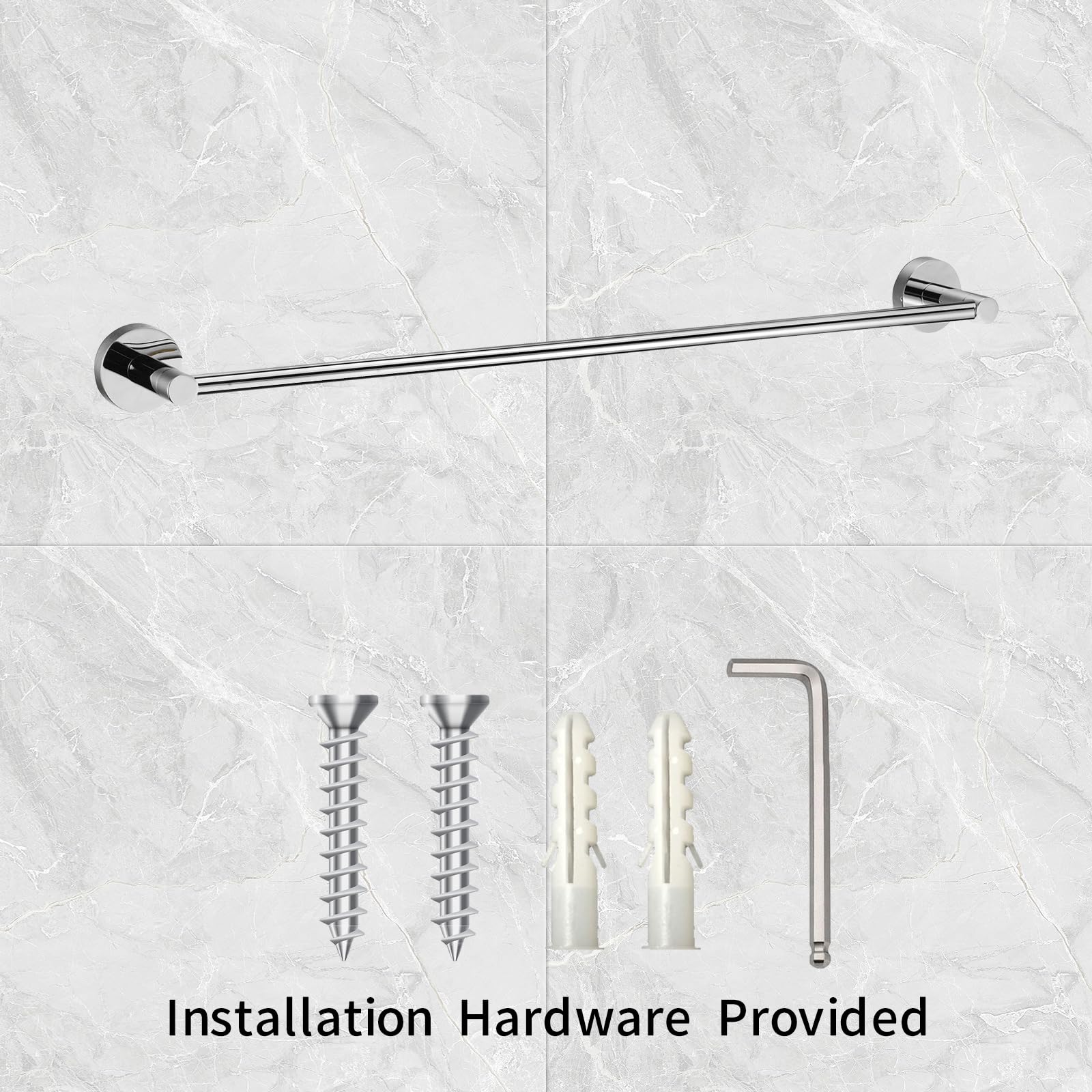 Modern Chrome Towel Rail Bar Wall Mounted Round Bathroom Accessory