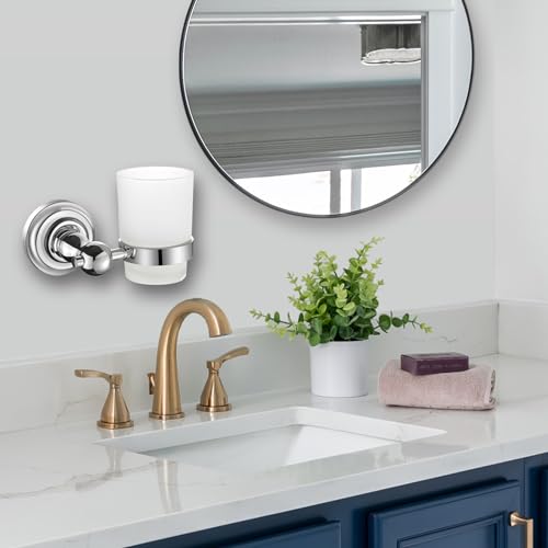 Traditional Chrome Toothbrush Holder Wall Mount Tumbler Bathroom Accessory