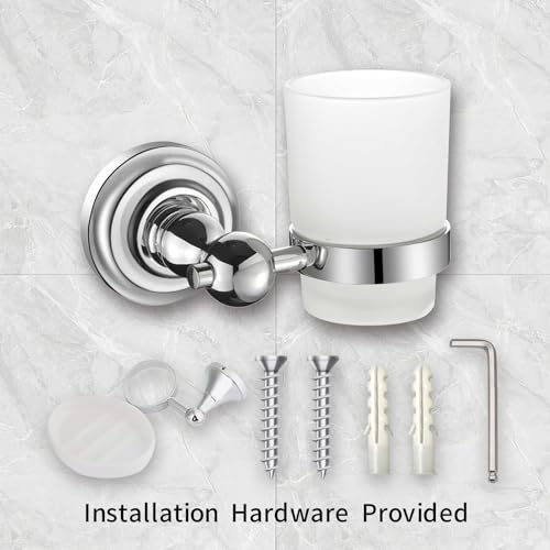Traditional Chrome Toothbrush Holder Wall Mount Tumbler Bathroom Accessory