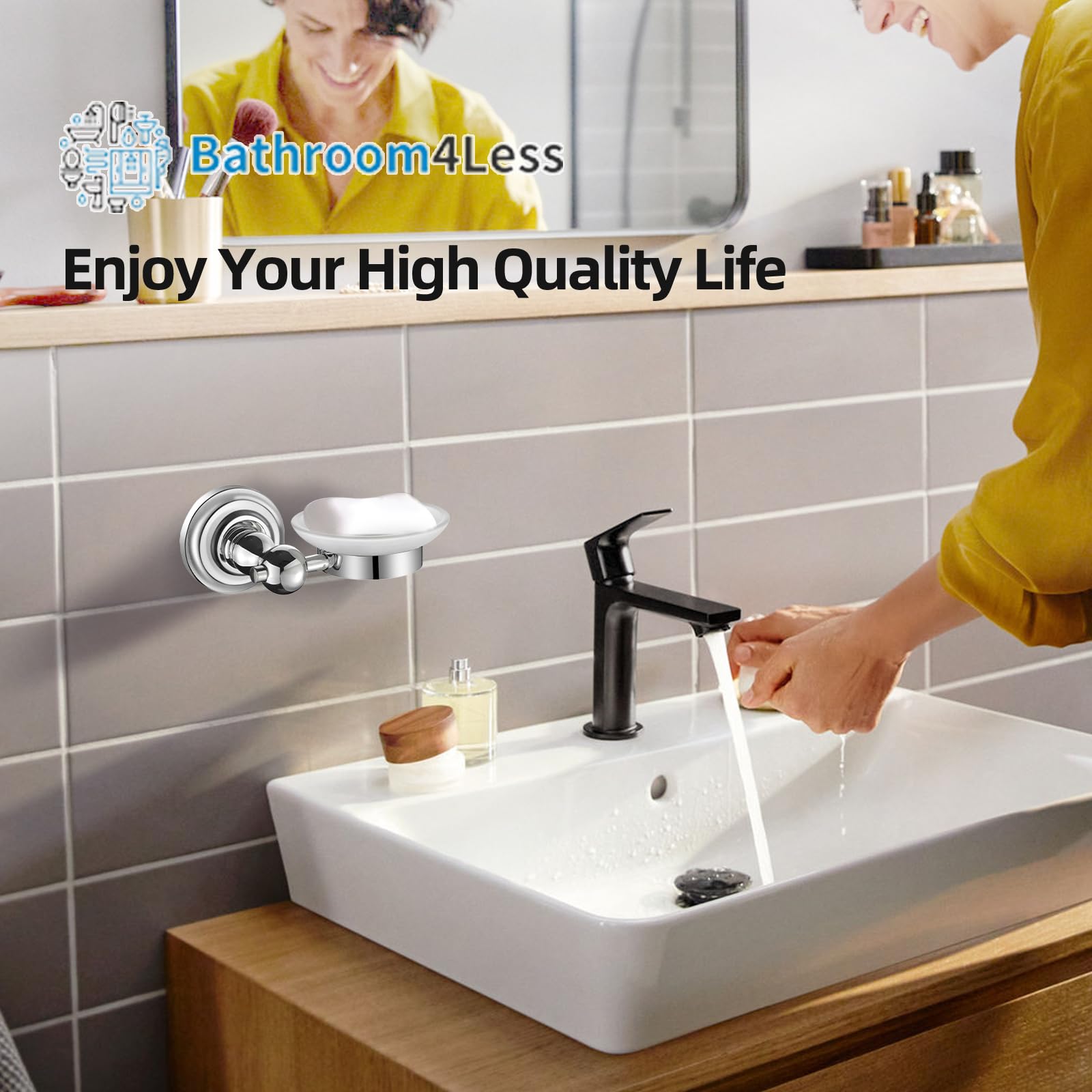 Traditional Round Soap Dish Holder Chrome Wall Mounted Bathroom Accessory