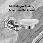 Traditional Round Soap Dish Holder Chrome Wall Mounted Bathroom Accessory