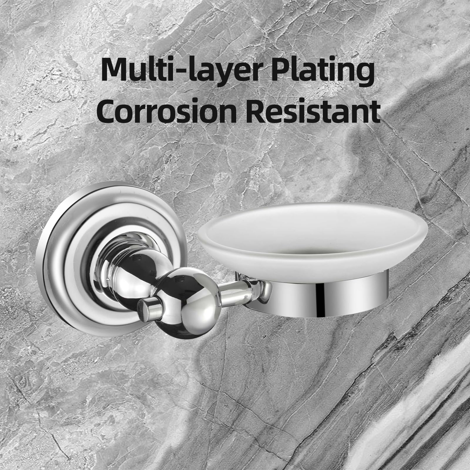 Traditional Round Soap Dish Holder Chrome Wall Mounted Bathroom Accessory