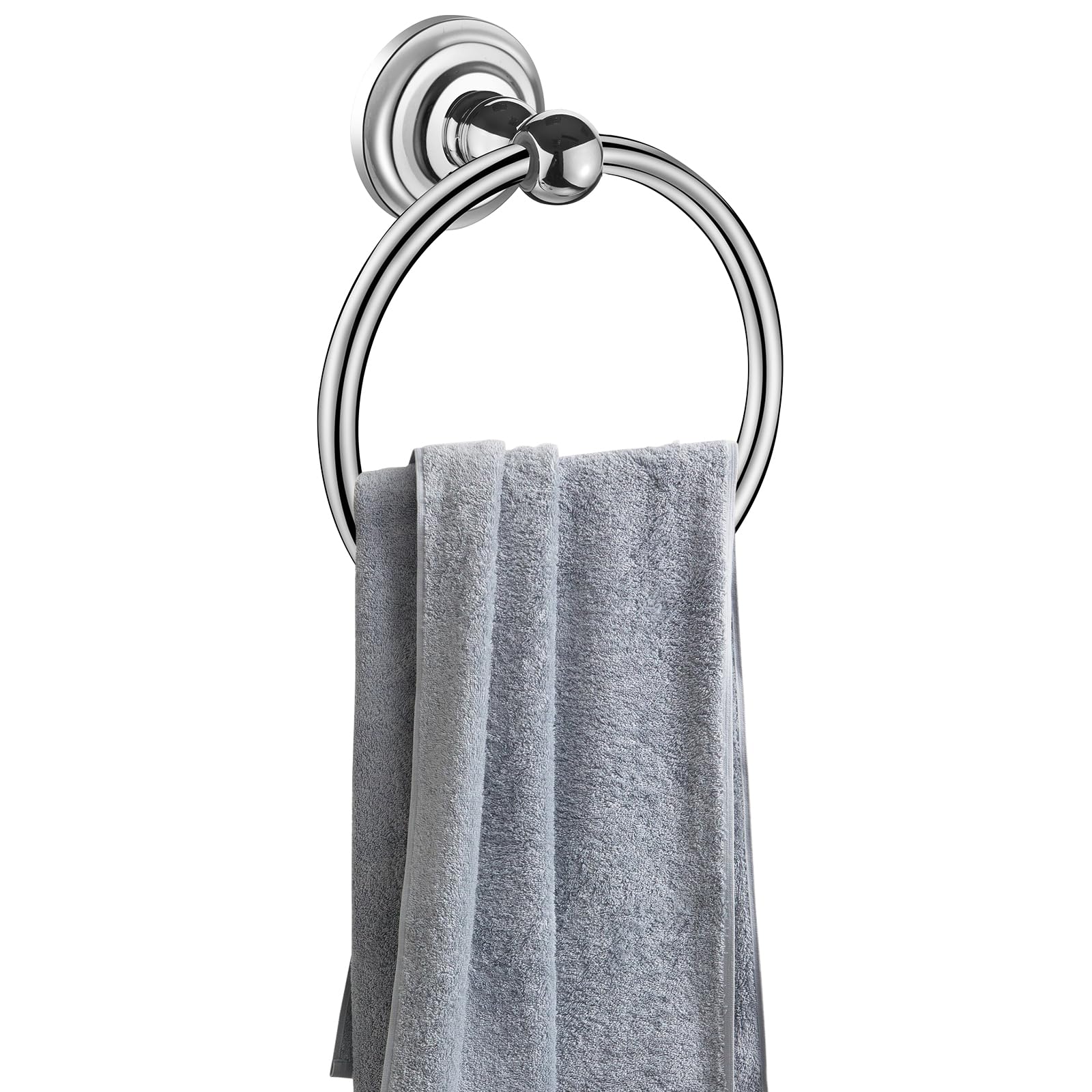 Traditional Chrome Towel Ring Holder Wall Mount Round Bathroom Accessory