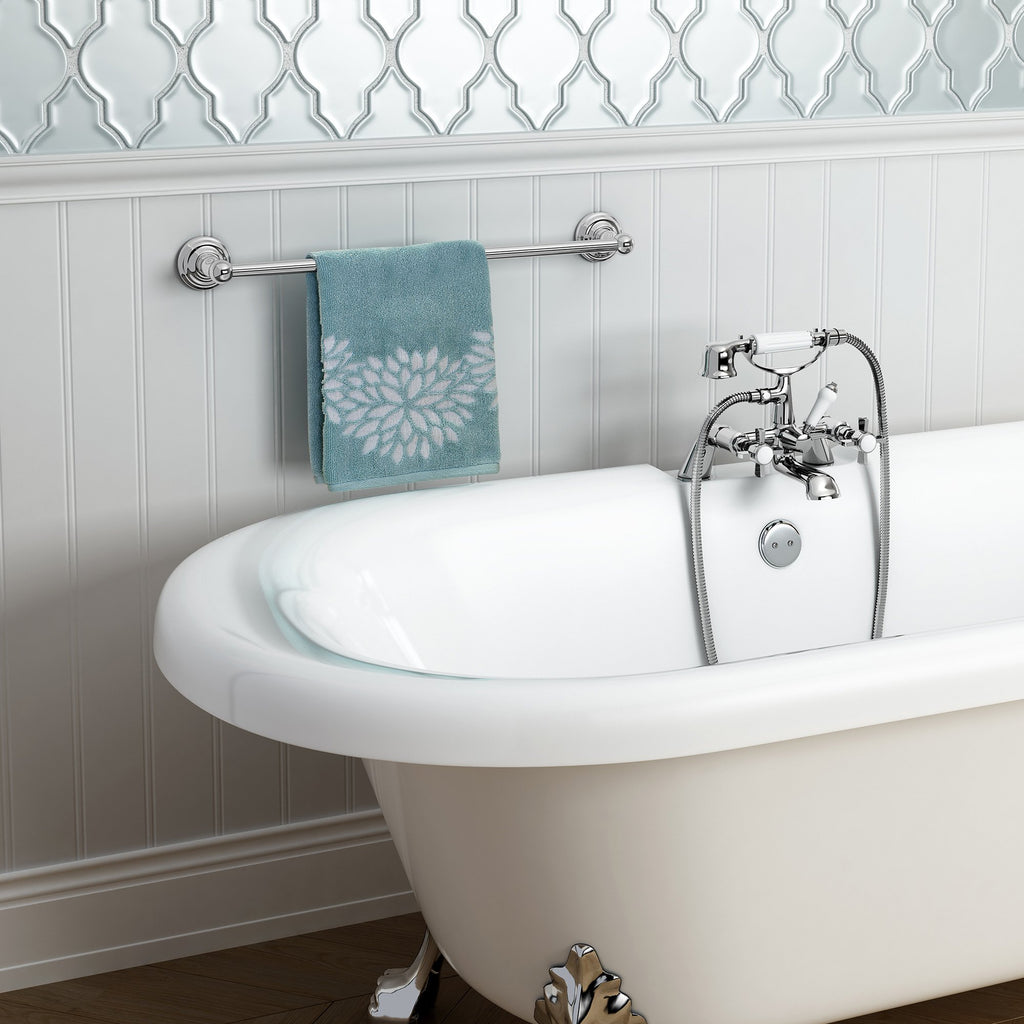 Traditional Chrome Towel Rail Bar Wall Mounted Bathroom Accessory