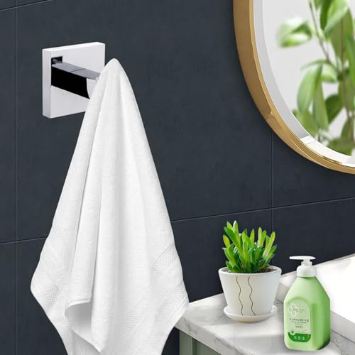 Modern Chrome Towel Robe Hook Luxury Square Bathroom Accessory