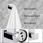 Modern Chrome Towel Robe Hook Luxury Square Bathroom Accessory