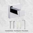 Modern Chrome Towel Robe Hook Luxury Square Bathroom Accessory