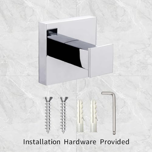 Modern Chrome Towel Robe Hook Luxury Square Bathroom Accessory