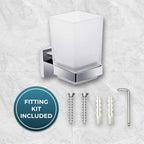 Modern Chrome Toothbrush Holder Wall Mount Tumbler Square Bathroom Accessory