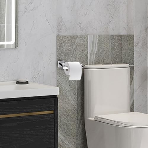 Modern Chrome Toilet Roll Holder Wall Mounted Square Bathroom Accessory