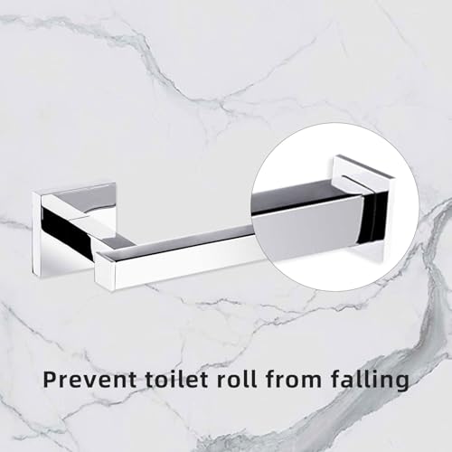 Modern Chrome Toilet Roll Holder Wall Mounted Square Bathroom Accessory
