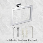 Modern Chrome Towel Ring Holder Wall Mounted Square Bathroom Accessory