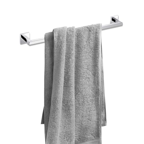 Modern Chrome Towel Rail Bar Wall Mounted Square Bathroom Accessory