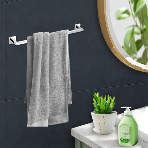Modern Chrome Towel Rail Bar Wall Mounted Square Bathroom Accessory