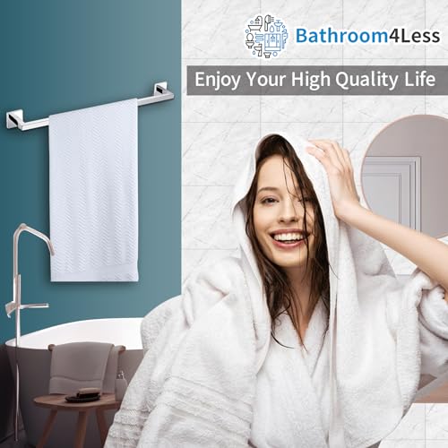 Modern Chrome Towel Rail Bar Wall Mounted Square Bathroom Accessory