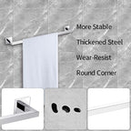 Modern Chrome Towel Rail Bar Wall Mounted Square Bathroom Accessory
