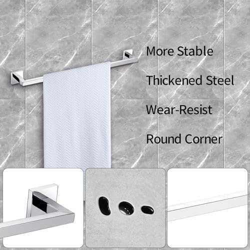 Modern Chrome Towel Rail Bar Wall Mounted Square Bathroom Accessory