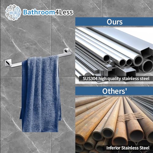 Modern Chrome Towel Rail Bar Wall Mounted Square Bathroom Accessory