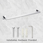 Modern Chrome Towel Rail Bar Wall Mounted Square Bathroom Accessory
