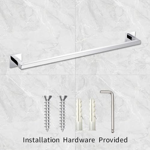 Modern Chrome Towel Rail Bar Wall Mounted Square Bathroom Accessory