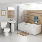 1000mm Modern Pivot Bath Shower Glass Screen Reversible Door Panel + Towel Rail