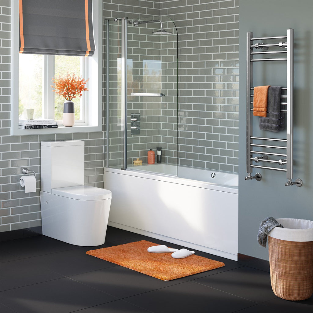 1000mm Pivot Bath Shower Easy Clean Glass Screen Door Panel + Towel Rail