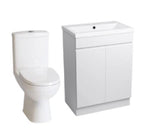 iBathUK Trent Close Coupled Toilet & Vanity Unit with Basin, Gloss White WC Pan, Space-Saving Bathroom Furniture Combo