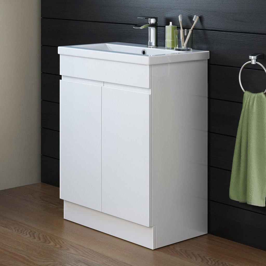 iBathUK Trent Close Coupled Toilet & Vanity Unit with Basin, Gloss White WC Pan, Space-Saving Bathroom Furniture Combo