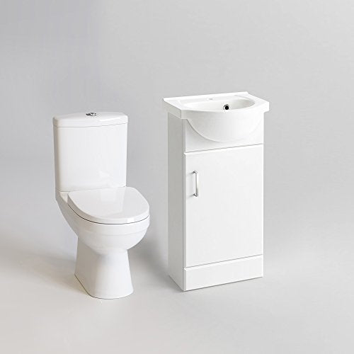 Modern Close Coupled Toilet Bathroom Vanity Storage Unit Basin Cloakroom Set