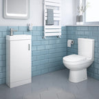 Cloakroom Ceramic Suite Vanity Sink Unit Soft Close + Close Coupled Toilet Set