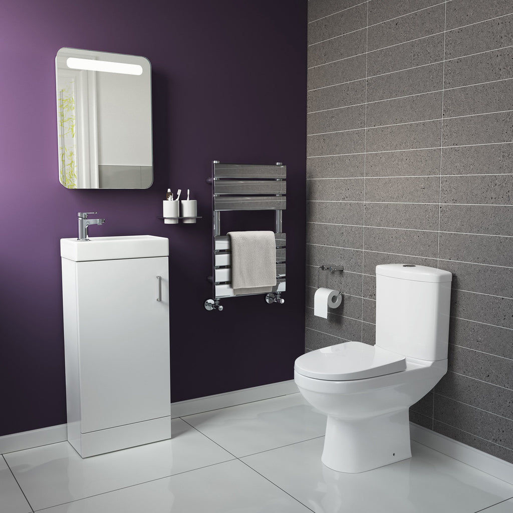 Cloakroom Ceramic Suite Vanity Sink Unit Soft Close + Close Coupled Toilet Set