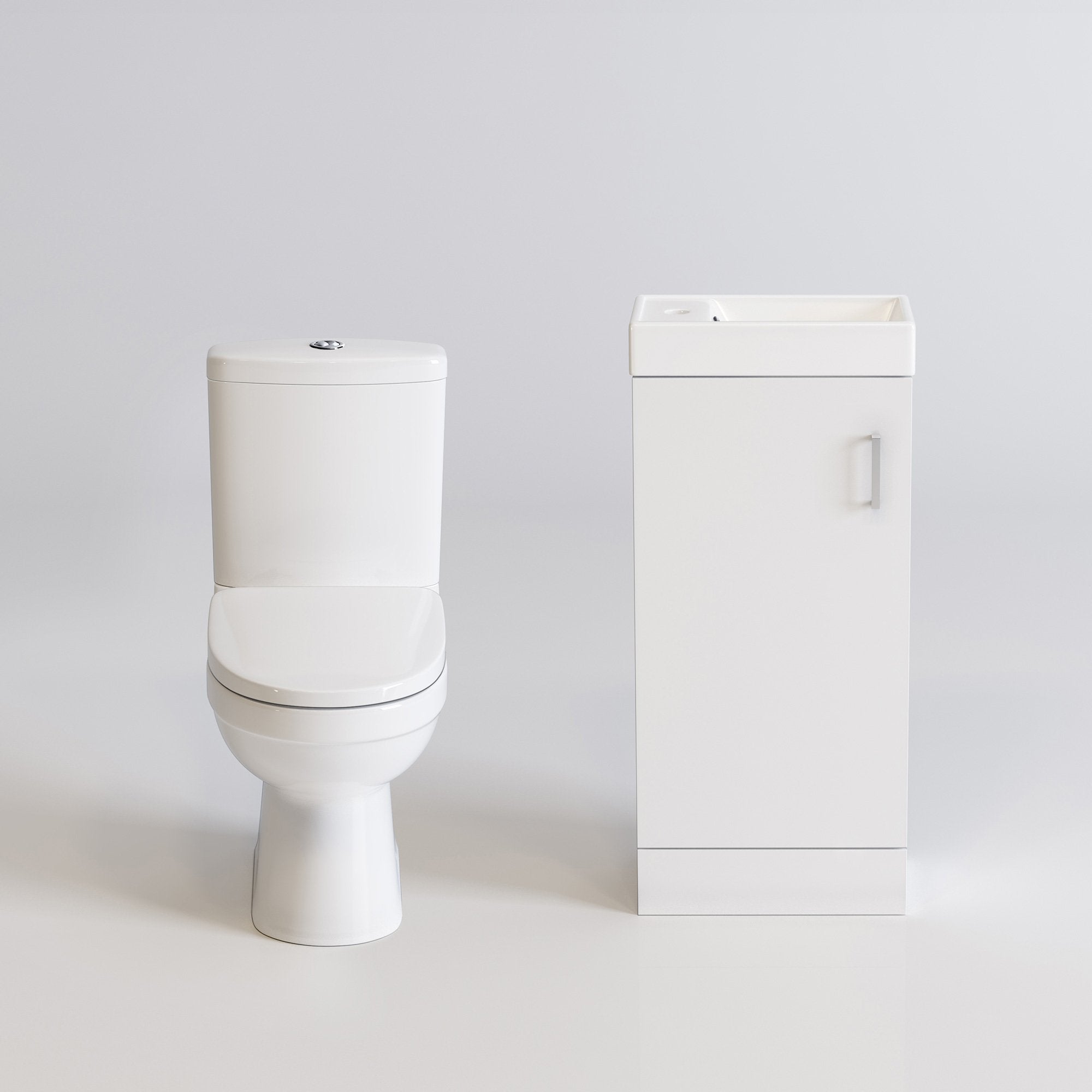 Cloakroom Ceramic Suite Vanity Sink Unit Soft Close + Close Coupled Toilet Set
