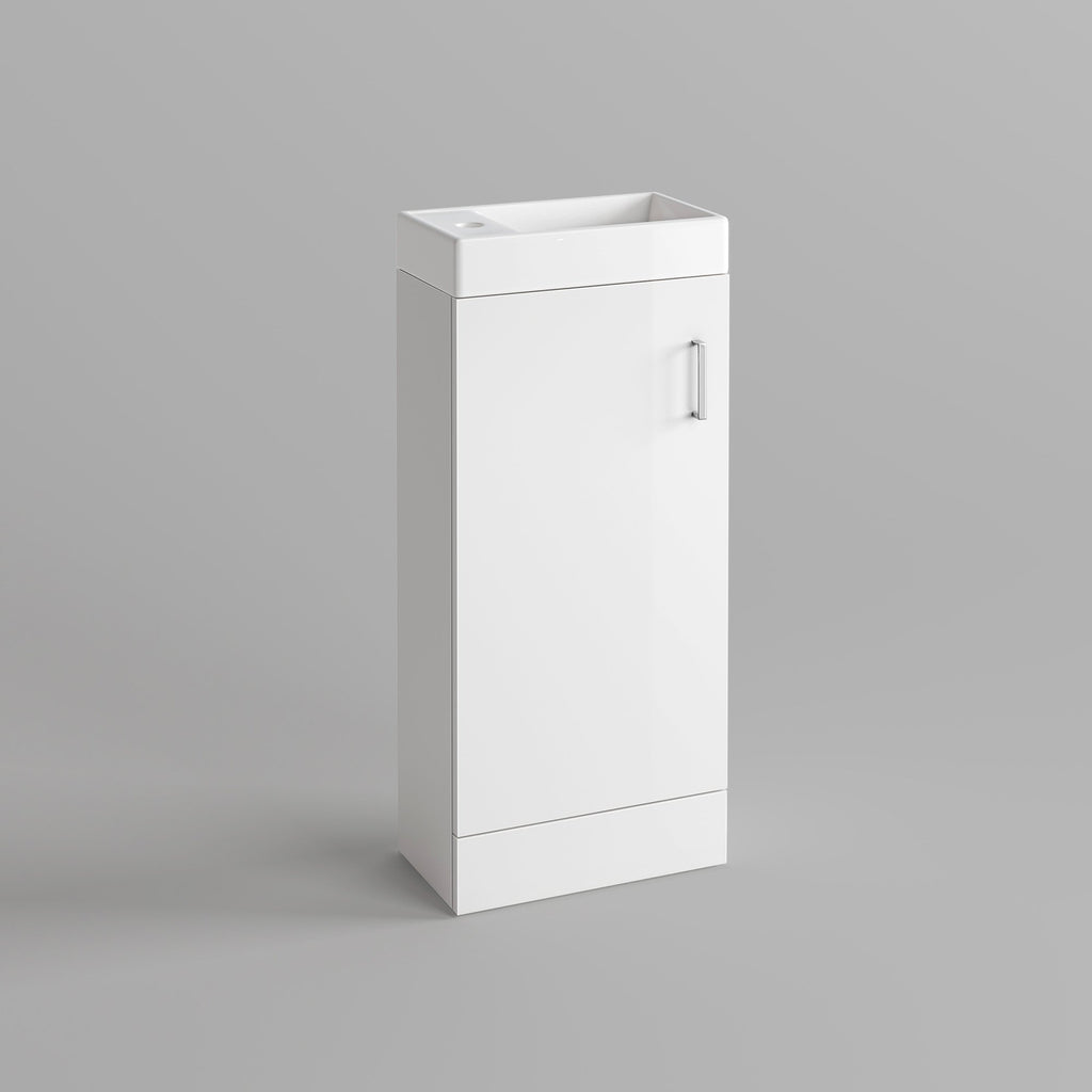 Cloakroom Ceramic Suite Vanity Sink Unit Soft Close + Close Coupled Toilet Set