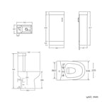 Cloakroom Ceramic Suite Vanity Sink Unit Soft Close + Close Coupled Toilet Set