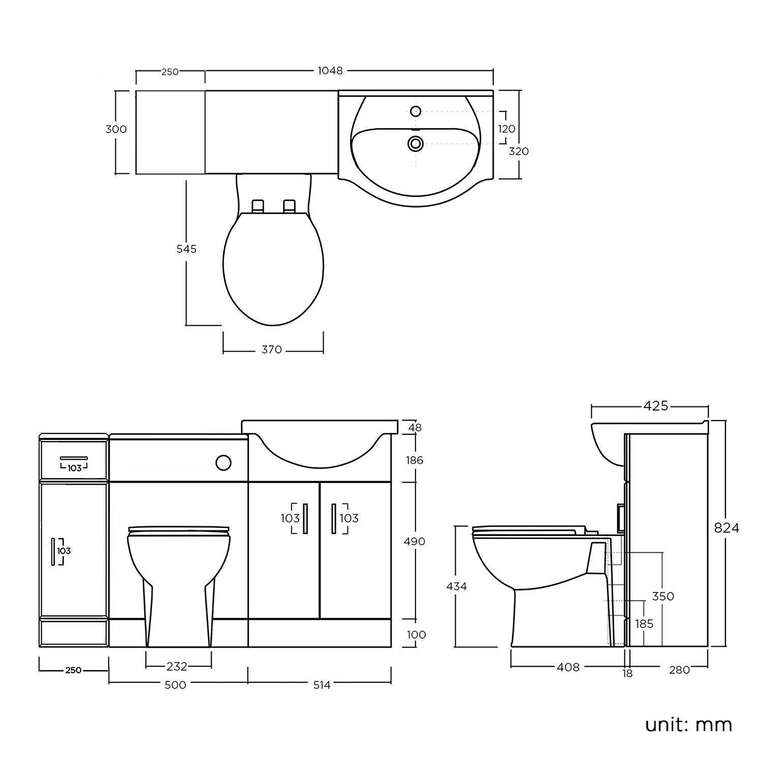 1200 mm White Gloss Bathroom Vanity Furniture Basin Unit + Back to Wall Toilet
