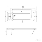 iBathUK Arvon Shower Bath Suite, Straight Bathtub with Full Pedestal Basin & Close Coupled Toilet, Modern 3-Piece Set