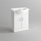 iBathUK Arvon Straight Shower Bath, Gloss White Vanity Unit & Close Coupled Toilet, Modern Bathroom Furniture Set, 1700mm