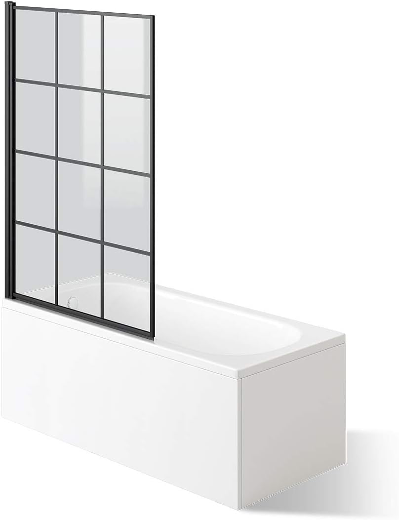 Black Designer Crittall Bath Screen Shower Enclosure 1000 x 1400mm
