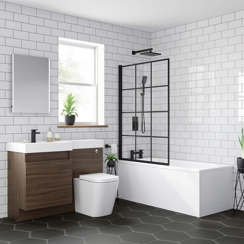 Black Designer Crittall Bath Screen Shower Enclosure 1000 x 1400mm