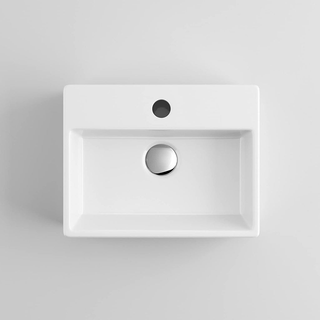 Modern Square Ceramic Cloakroom Basin White Wall Hung Bathroom Sink