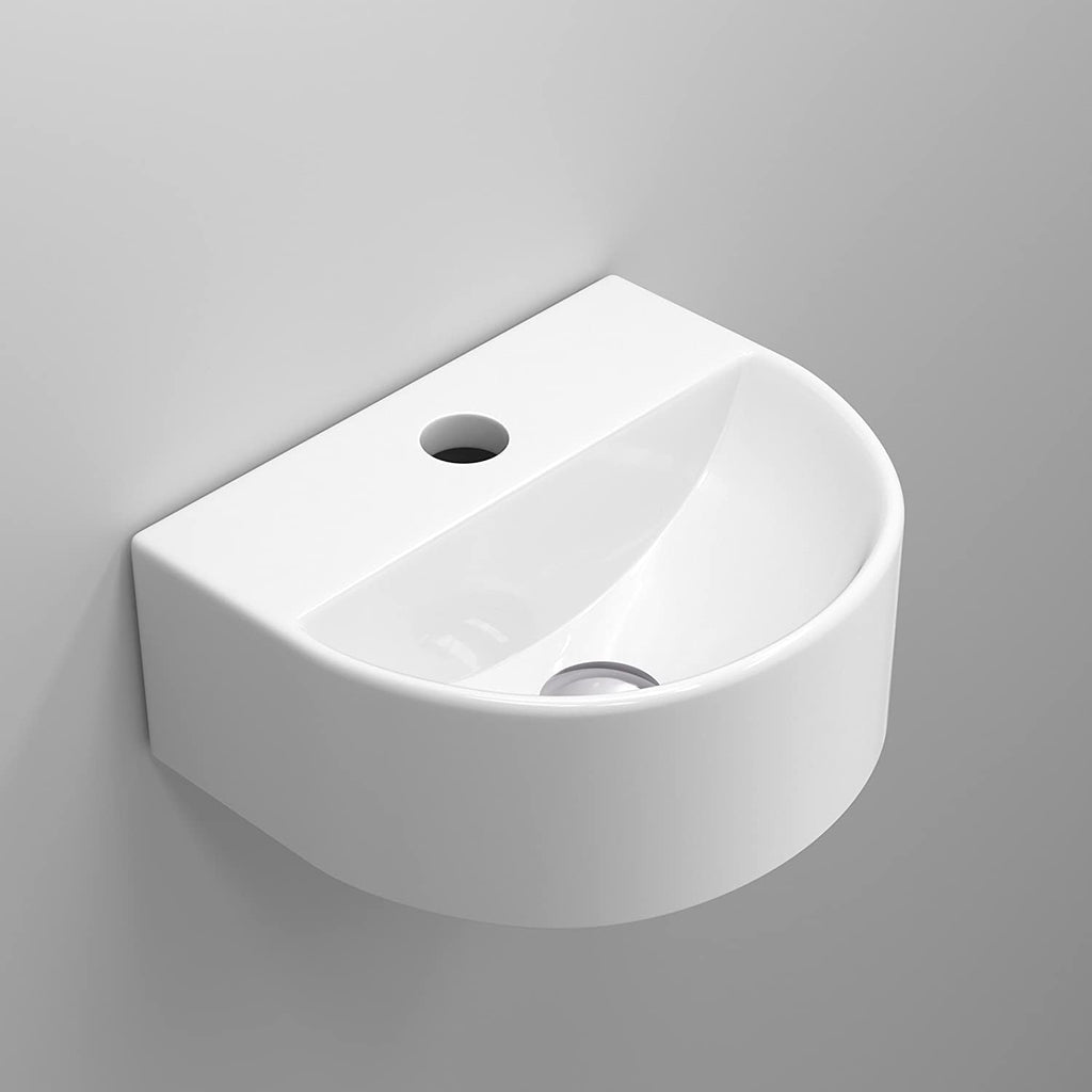 Modern Round Ceramic Small Cloakroom Basin Compact Bathroom Sink CA1005